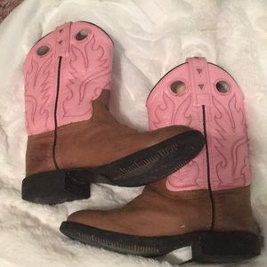 Girls pink and brown cowboy boots